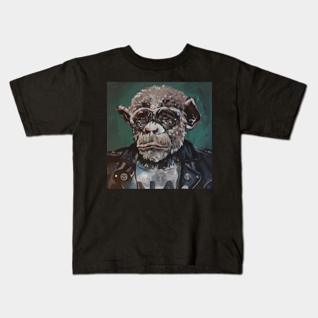 punk rock chimpanzee Kids T-Shirt by charlesstat3